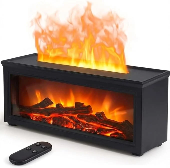 Original Essential Oil Diffuser 7-Color Fireplace Fire Flame Aromatherapy Humidifier Minimalist
