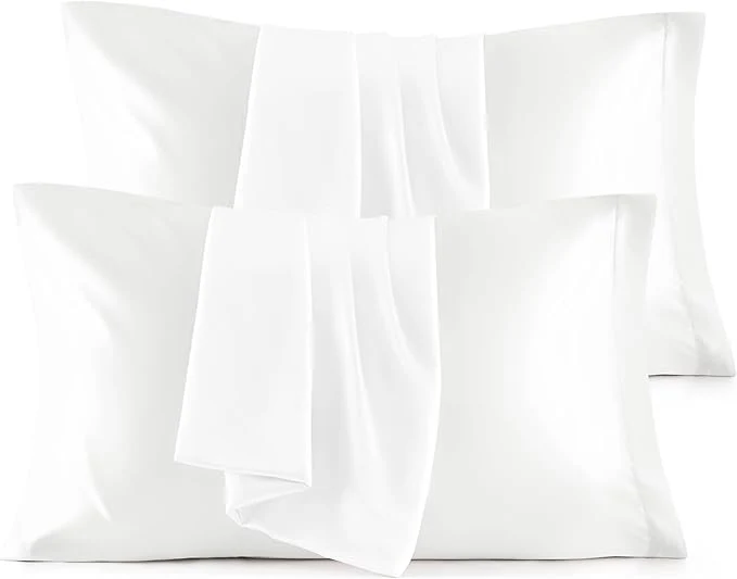 Responsible Bedsure King Size Satin Pillowcase Set of 4 – Pure White Pillow Covers for Hair and Skin 20×36 Inches with Envelope Closure Similar to Silk Pillow Cases Gifts for Women Men Healthy