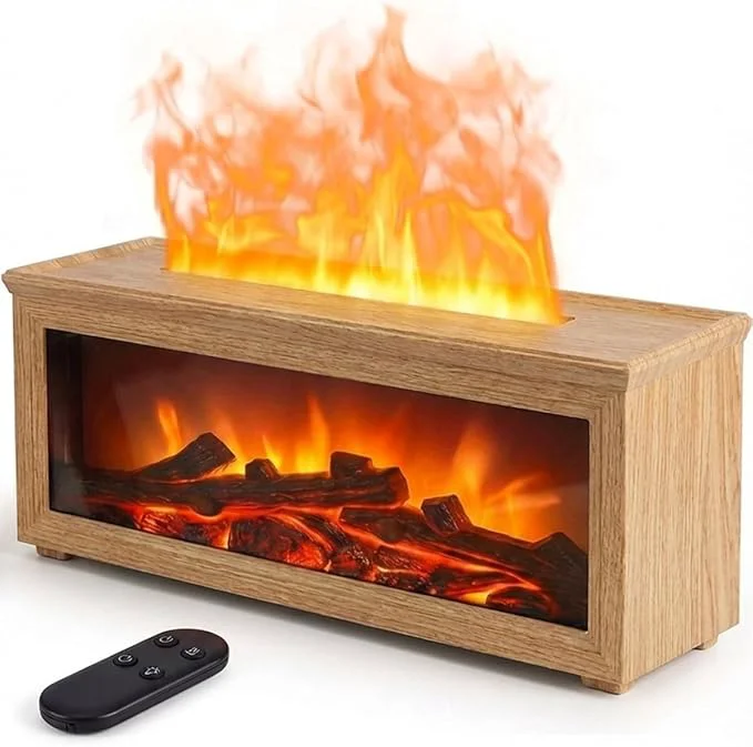 Easy-to-Use Essential Oil Diffuser 7-Color Fireplace Fire Flame Aromatherapy Humidifier Clean