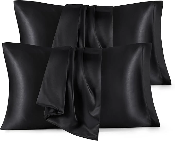 Efficient Bedsure Satin Pillowcase for Hair and Skin Queen – Black Silky Pillowcase 4 Pack 20×30 Inches with Envelope Closure Similar to Silk Pillow Cases Gifts for Women Men Clean