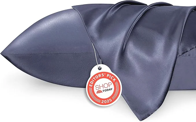 Enhanced Bedsure Satin Pillowcase 2 Pack Similar to Silk Pillow Cases Standard Size Pillow Case for Sleeping Women with Envelope Closure Gifts for Women Men Blue Granite 20×26 Inches 2pcs Top-Quality