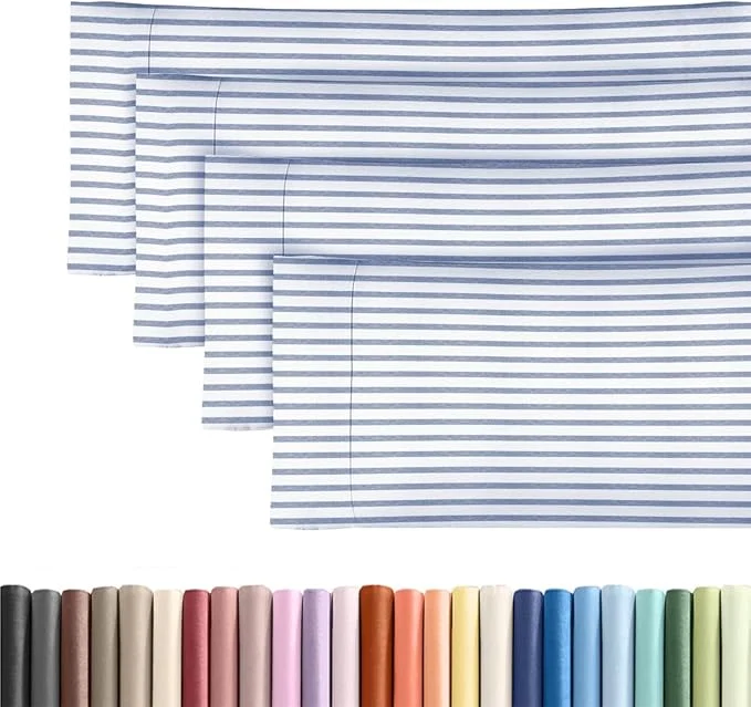 Solid Body Pillowcases Set of 4-20×54 Long Body Pillow Case – Soft Body Pillow Cover for Sleeping amp Side Sleepers – Comfy Breathable amp Fade – Machine Washable w Envelope Enclosure – Blue Stripes Trendy