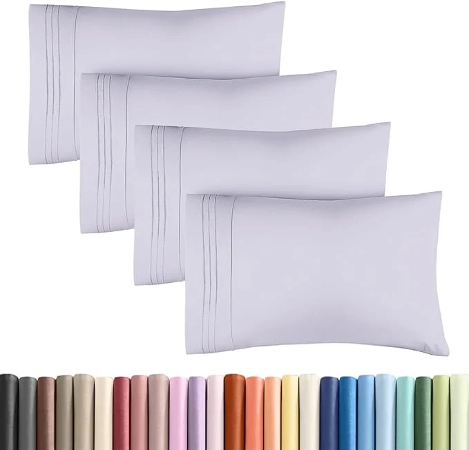 High-End King Standard Pillow Cases Set of 4 – Soft Hotel Quality Pillowcase Covers – Comfy Bedding for Women Men Kids amp Teens – Machine Washable Pillow Protectors – 4 Piece – King Standard Light Lavender Fashionable