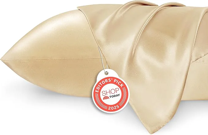 Advanced Bedsure Satin Pillowcase 2 Pack Similar to Silk Pillow Cases Standard Size Pillow Case for Sleeping Women with Envelope Closure Gifts for Women Men Champagne Gold 20×26 Inches 2pcs Powerful