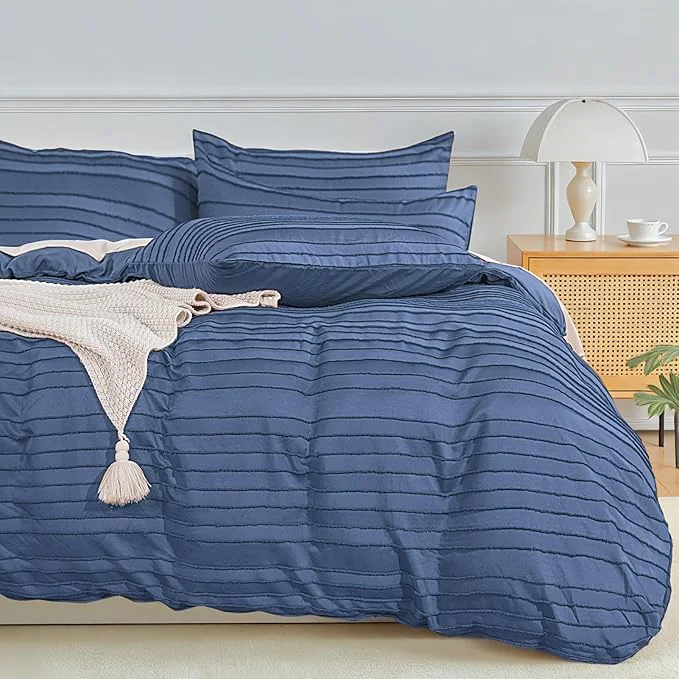 Superior NEXHOME PRO Duvet Cover King 3 Pieces Boho Tufted Duvet Cover Set Soft and Lightweight Washed Microfiber Comforter Cover Set for All Season Sea Blue 104 x 90 -No Comforter Reliable