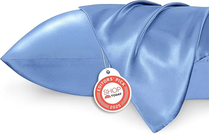 Trendy Bedsure King Size Satin Pillowcase Set of 2 – Sky Blue Silky Pillow Cases for Hair and Skin with Envelope Closure Similar to Silk Pillow Cases Gifts for Women Men 20×36 Inches 2pcs Stylish