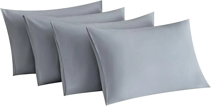 Professional MINIPANDA Light Grey Pillowcases Set of 4 King Size- Gray Pillow Cases Super Soft Smooth and Breathable – Envelope Design – Machine Washable Lightweight 20X40 Inches 4 Piece Versatile