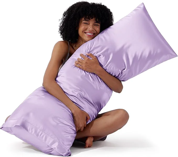 Trendy Bedsure Body Pillow Cover 20×54 Inches – Lavender Satin Similar to Silk Pillowcase for Hair and Skin Cooling and Silky Long Body Pillow Pillowcase with Envelope Closure Gifts for Women Men Pure