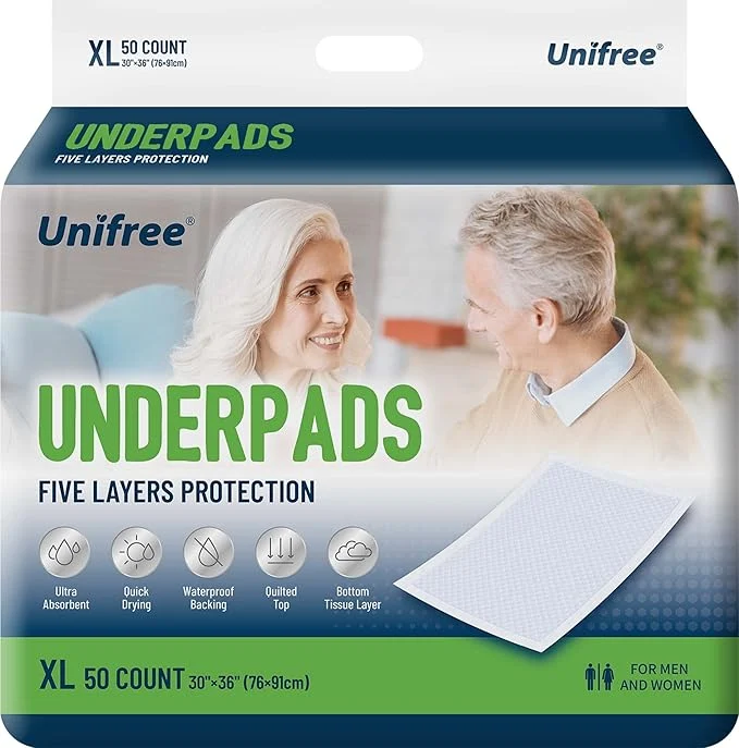 Efficient Uni Disposable Underpads Bed Pads Incontinence Pad Super Absorbent 50 Count Blue XL 30×36 Inch Relaxed