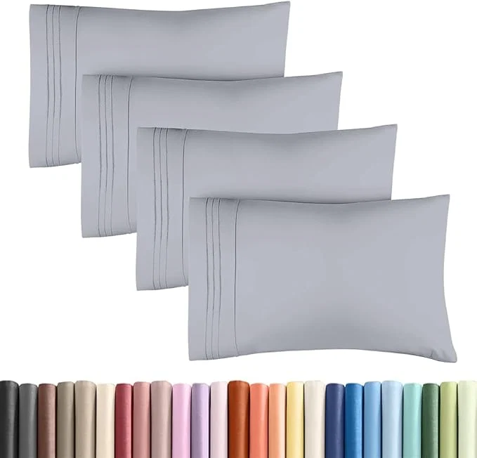 Fine King Standard Pillow Cases Set of 4 – Soft Hotel Quality Pillowcase Covers – Comfy Bedding for Women Men Kids amp Teens – Machine Washable Pillow Protectors – 4 Piece Set – King Standard Steel Blue High-Grade