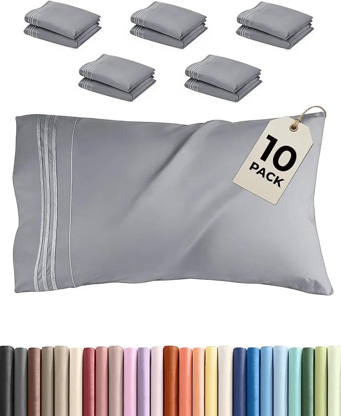 Premium Material King Pillow Cases Set of 10 – Ultra Soft Hotel Quality Pillowcase Covers – Comfy. Cozy amp Wrinkle – Shrink Stain and Fade Resistant – Machine Washable Pillow Protectors – 10 Pcs Set – Steel Blue Eco-Friendly
