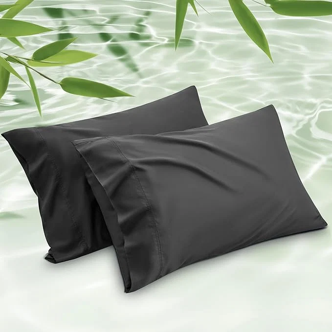 Superior Bedsure Pillow Cases Standard Size Cooling Pillow Cases Rayon Derived from Bamboo Black Pillowcases Standard Set of 2 PureWoven Silky Soft Bedding Pillow Covers with Envelope Closure 20×26 Inches Carefully Designed