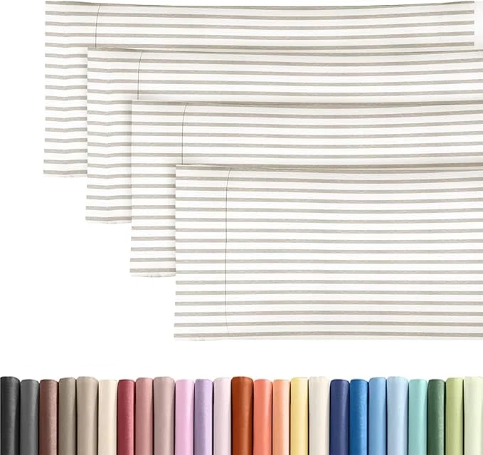 Secure Body Pillowcases Set of 4-20×54 Long Body Pillow Case – Soft Body Pillow Cover for Sleeping amp Side Sleepers – Comfy Breathable amp Fade – Machine Washable w Envelope Enclosure – Beige Stripes Exclusive
