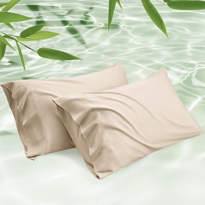 First-Class Bedsure Pillow Cases Queen Cooling Pillow Cases Rayon Derived from Bamboo Beige Pillowcases Queen Size Set of 2 PureWoven Silky Soft Bedding Pillow Covers with Envelope Closure 20×30 Inches Specialty