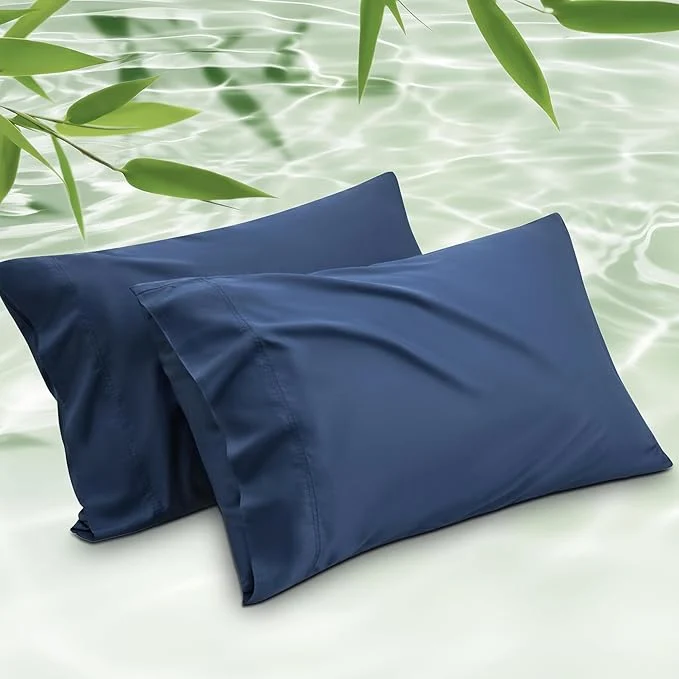 Consistent Bedsure King Size Pillow Cases Set of 2 Cooling Pillow Cases King Rayon Derived from Bamboo Navy Blue Pillowcases PureWoven Silky Soft Bedding Pillow Covers with Envelope Closure 20×36 Inches