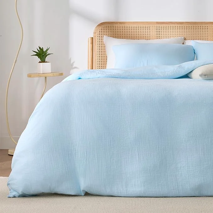 Convenient Blue Duvet Cover King Sandwashed Cotton Soft King Size Duvet Cover Set 3 Pieces with Zipper Clousre amp Corner Buttons Blue King 104 x 90 Consistent