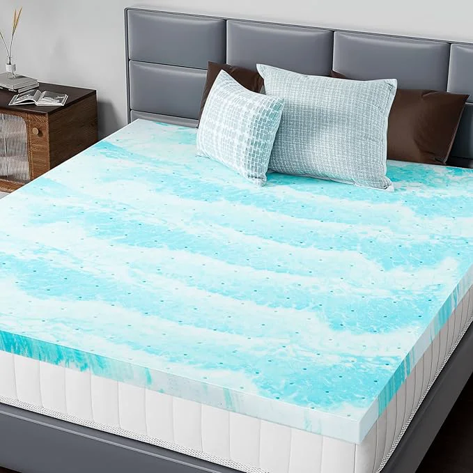 Next-Generation DUMOS Mattress Toppers Memory Foam Twin XL 4 Inch Thick Bed Topper Pad Cooling Gel Infused Soft Comfy Breathable for Sleeper Sofa Couch RV Camper CertiPUR-US Blue Fast
