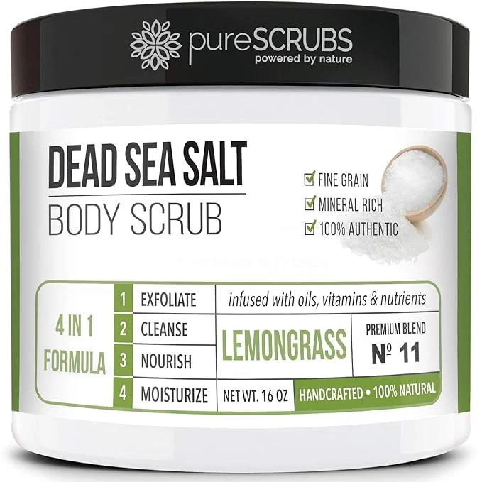Soft pureSCRUBS Premium Lemongrass Dead Sea Salt Body Exfoliator Scrub Full Selected