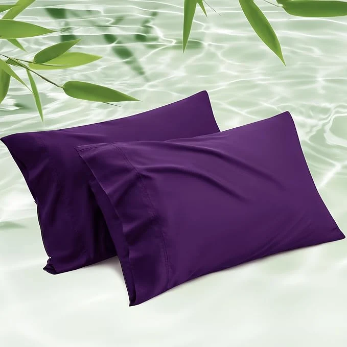 Bedsure Pillow Cases Queen Cooling Pillow Cases Rayon Derived from Bamboo Purple Pillowcases Queen Size Set of 2 PureWoven Silky Soft Bedding Pillow Covers with Envelope Closure 20×30 Inches Green