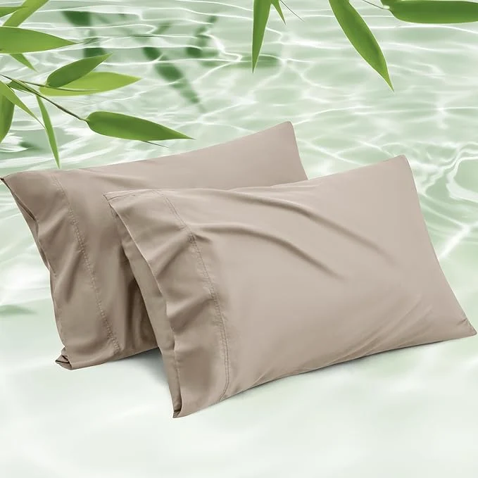 Responsible Bedsure Pillow Cases Queen Cooling Pillow Cases Rayon Derived from Bamboo Simply Taupe Pillowcases Queen Size Set of 2 PureWoven Soft Bedding Pillow Covers with Envelope Closure 20×30 Inches Specialty
