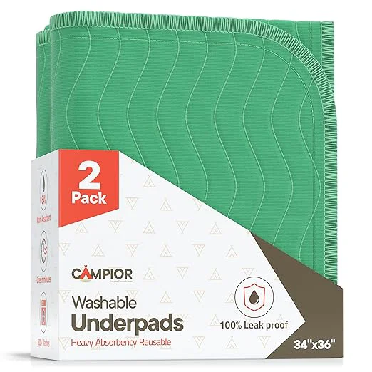Easy-to-Use Washable Underpads Large 34 quot x36 quot Pack of 2 – Reusable Waterproof Bed Pads for Adults amp Seniors Extra Heavy Absorbency Incontinence amp Bedwetting Pads Soft Non-Slip TPU Backing Green. Effective
