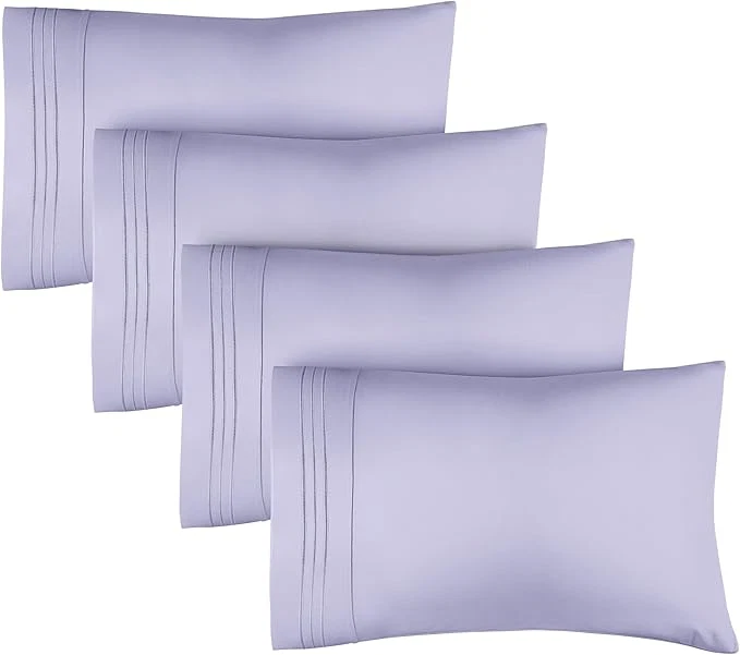 Prestigious Queen Pillow Cases Set of 4 – Ultra Soft Hotel Quality Pillowcase Covers – Comfy Cozy amp Wrinkle – Shrinkage Stain amp Fade Resistant – Machine Washable Pillow Protectors – 4 Piece Set – Lavender