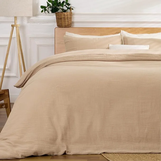 Secure Sandwashed Cotton Duvet Cover Queen Size Soft Queen Duvet Cover Set 3 Pieces with Zipper Clousre amp Corner Buttons Linen Queen 90 x 90 Sophisticated