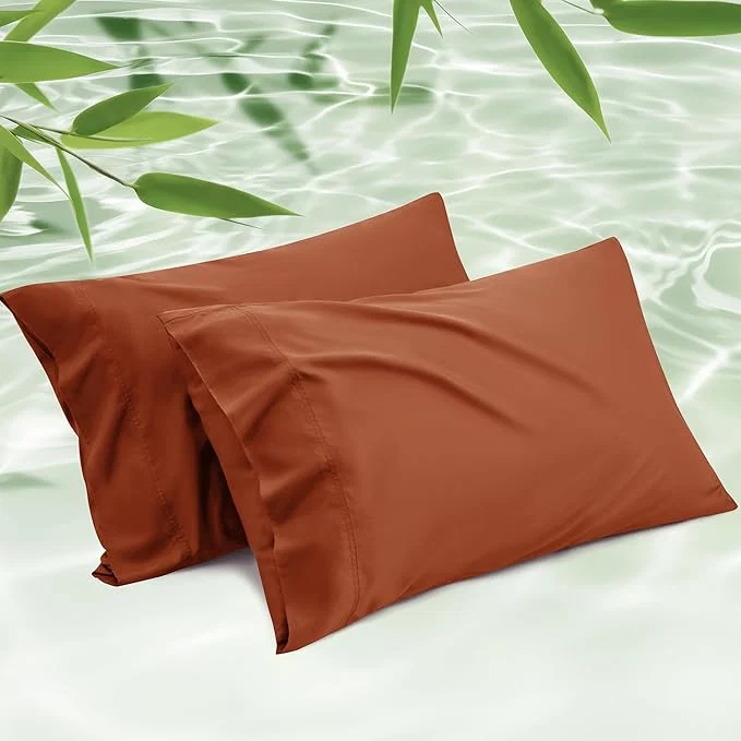 Artisan Bedsure King Size Pillow Cases Set of 2 Cooling Pillow Cases for Hot Sleepers Rayon Derived from Bamboo Burnt Orange Pillowcases PureWoven Soft Pillow Covers with Envelope Closure 20×36 Inches Prestigious