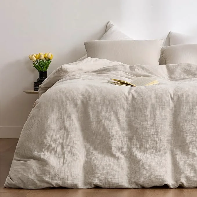 Versatile Gream Gray Duvet Cover King Sandwashed Cotton Soft King Size Duvet Cover Set 3 Pieces with Zipper Clousre amp Corner Buttons Cream Gray King 104 x 90 Smooth