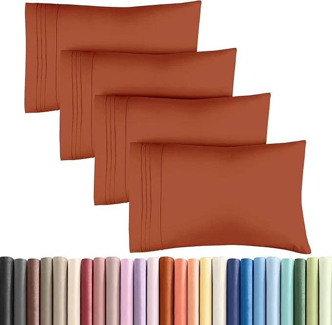 Reliable King Pillow Cases Set of 4 – Ultra Soft Hotel Quality Pillowcase Covers – Comfy Cozy amp Wrinkle – Shrinkage Stain amp Fade Resistant – Machine Washable Pillow Protectors – 4 Piece Set – Terracotta Natural