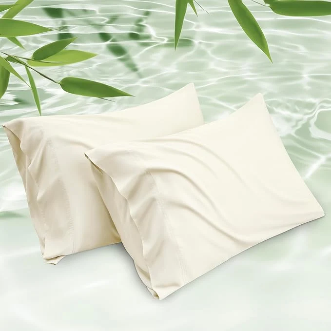 Smooth Bedsure Pillow Cases Standard Size Cooling Pillow Cases Rayon Derived from Bamboo Cream Pillowcases Standard Set of 2 PureWoven Silky Soft Bedding Pillow Covers with Envelope Closure 20×26 Inches Dependable