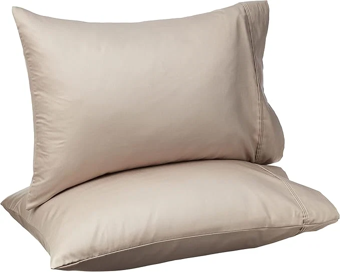 Environmentally Friendly Amazon Basics 400 Thread Count Cotton Pillow Cases Standard 30 quot L x 20 quot W Stone Gray – Set of 2 Selected