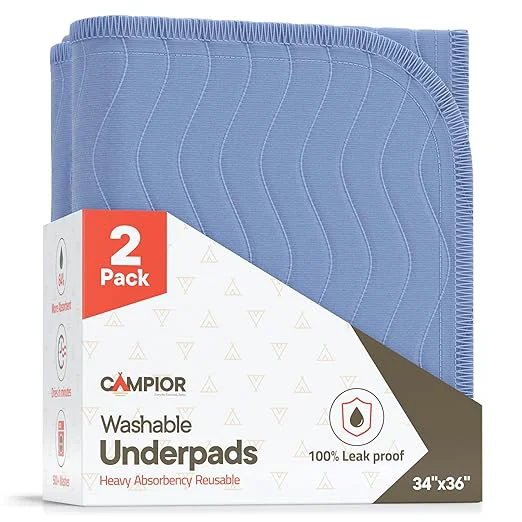 Certified Washable Underpads Large 34 quot x36 quot Pack of 2 – Reusable Waterproof Bed Pads for Adults amp Seniors Extra Heavy Absorbency Incontinence amp Bedwetting Pads Soft Non-Slip TPU Backing Blue. Crafted