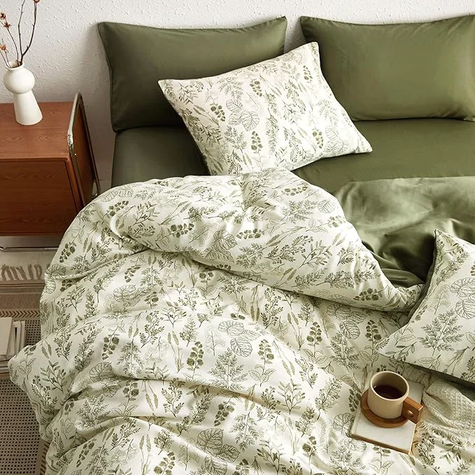 Versatile Wake In Cloud – Floral Duvet Cover Set Botanical Vintage Flower Coquette Cottagecore Aesthetic for Women Teen Girls Soft Lightweight Bedding 3-Piece Olive Green Twin Twin XL Size Smooth