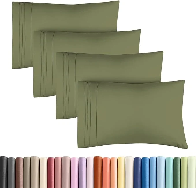 Authentic King Standard Pillow Cases Set of 4 – Soft Hotel Quality Pillowcase Covers – Comfy Bedding for Women Men Kids amp Teens – Machine Washable Pillow Protectors – 4 Piece Set – King Standard Sage Green World-Class