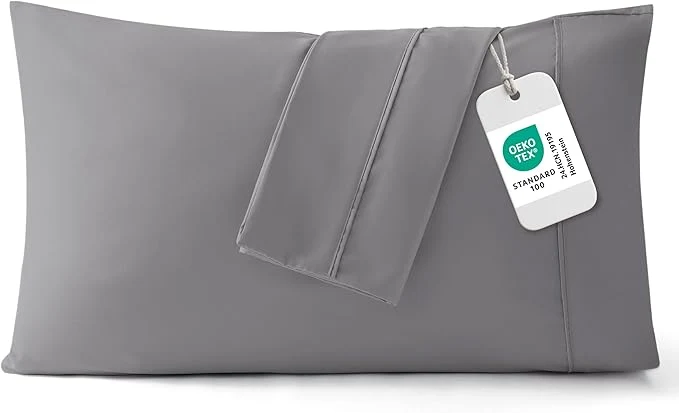Environmentally Friendly Bedsure Queen Pillow Cases Set of 2 – Silver Grey Brushed Microfiber Pillowcase 2 Pack Super Soft and Cozy Pillow Case Covers with Envelope Closure for Kids Wrinkle Fade Resistant 20×30 Inches Exclusive
