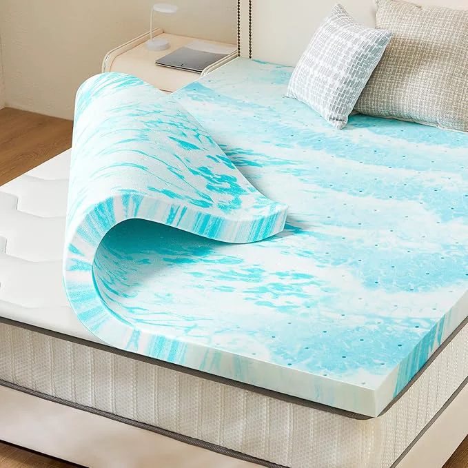 Organic Sweetcrispy Memory Foam Mattress Topper King 2 Inch Thick Gel Infused Cooling Toppers Pad for King Size Bed Sleeper Sofa RV Camper CertiPUR US Ventilated and Breathable Advanced