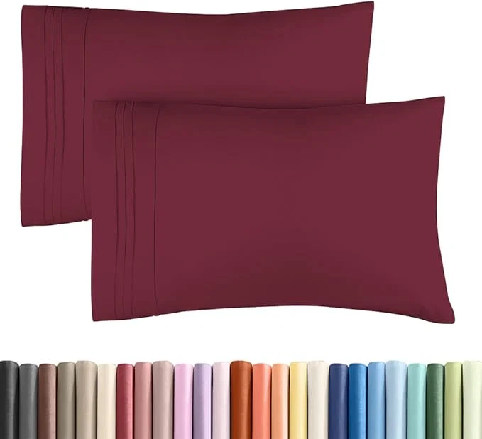 Traditional King Standard Pillow Cases Set of 2 – Ultra-Soft Hotel Quality Pillowcase Covers – Comfy Cozy amp Fade – Wrinkle Resistant – Machine Washable Pillow Protectors – 2 Piece Set – Burgundy Responsible
