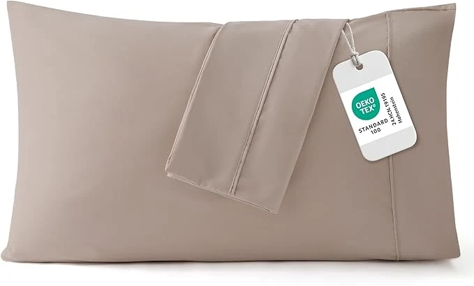 Reusable Bedsure King Size Pillow Cases Set of 2 – Khaki Brushed Microfiber Pillowcases 2 Pack Super Soft Pillow Case Cover with Envelope Closure for Kids Wrinkle Fade Resistant 20×36 Inches Effective