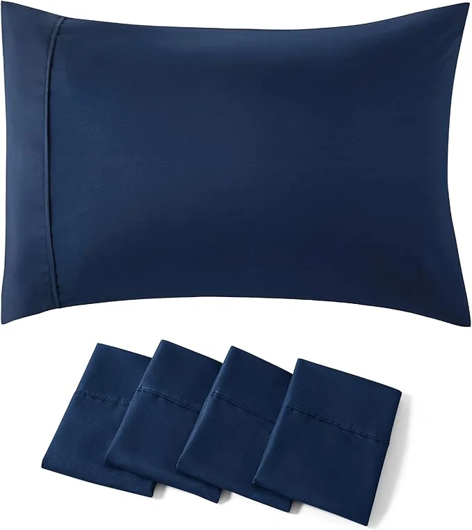 Premium Material Bedsure Queen Pillow Cases Set of 4 – Navy Brushed Microfiber Pillowcases 4 Pack Super Soft Pillowcase Pillow Case Covers with Envelope Closure for Kids Wrinkle Fade Resistant 20×30 Inches Proven