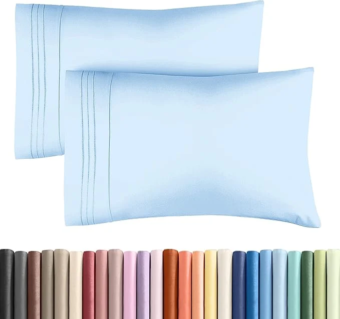 Trendy Queen Pillow Cases Set of 2 – Ultra Soft Hotel Quality Pillowcase Covers – Comfy Cozy amp Wrinkle – Shrink Stain amp Fade Resistant – Machine Washable Pillow Protectors – 2 Piece Set – Light Blue Durable