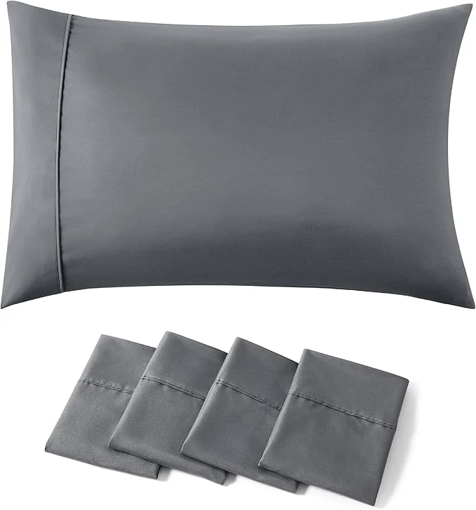 Sustainable Bedsure Pillow Cases Standard Size Set of 4 – Dark Grey Brushed Microfiber Pillowcases 4 Pack Super Soft Pillow Case Covers with Envelope Closure for Kids Wrinkle Fade Resistant 20×26 Inches Flexible