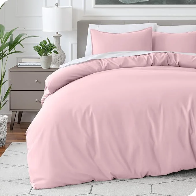 Official Bare Home Bedding Duvet Cover King Size – Premium 1800 Super Soft Collection – Lightweight Cooling – Soft Breathable Bedding Duvet Cover King Dusty Pink Relaxed