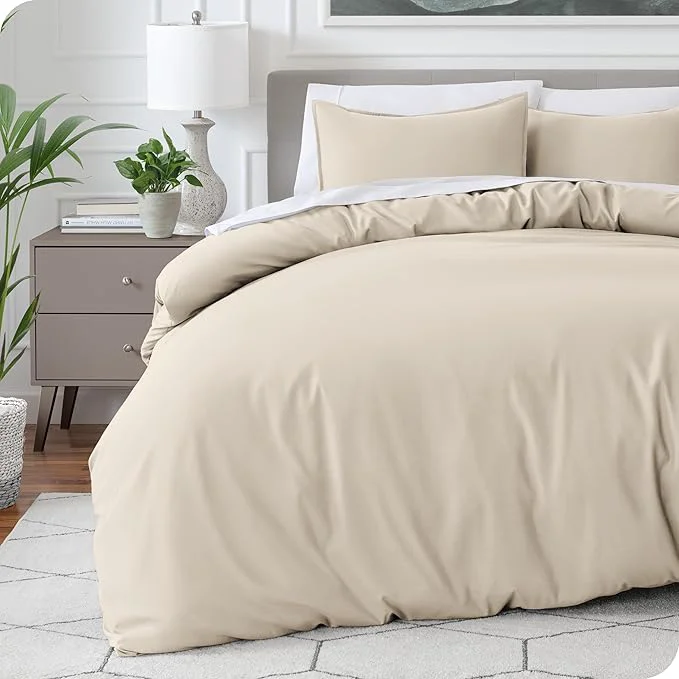 Efficient Bare Home Bedding Duvet Cover Queen Size – Premium 1800 Super Soft Collection – Lightweight Cooling Duvet Cover – Soft Breathable Bedding Queen Sand Detailed