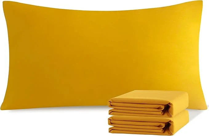 Elegant NTBAY King Pillowcase Set – 2 Pack Brushed Microfiber 20×40 Pillowcases – Soft Wrinkle- Fade-Resistant Stain-Resistant Ginger Yellow Pillowcases with Envelope Closure – 20×40 Inches Durable