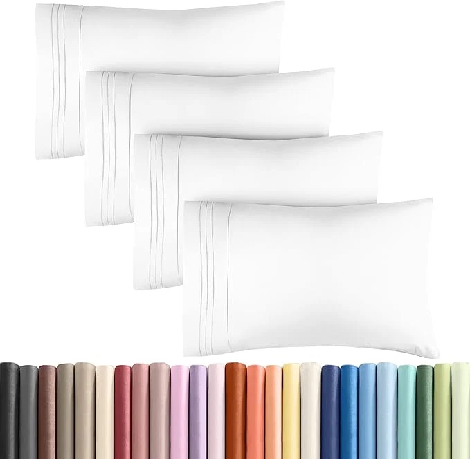 Original Queen Pillow Cases Set of 4 – Ultra Soft Hotel Quality Pillowcase Covers – Comfy Cozy amp Wrinkle – Shrinkage Stain and Fade Resistant – Machine Washable Pillow Protectors – 4 Piece Set – White Reusable