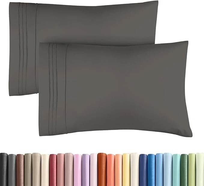 Selected King Standard Pillow Cases Set of 2 – Ultra-Soft Hotel Quality Pillowcase Covers – Comfy Cozy amp Fade – Wrinkle Resistant – Machine Washable Pillow Protectors – 2 Piece Set – Charcoal Safe
