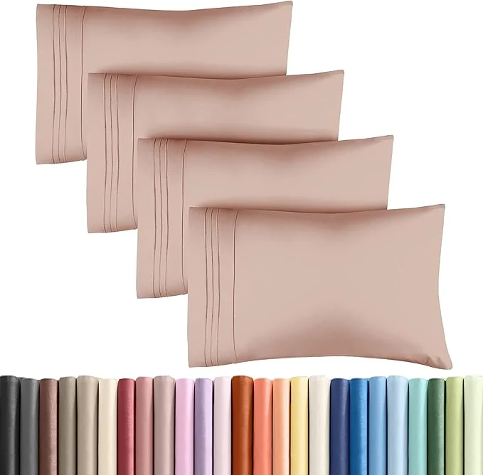 Reusable CGK Unlimited King Size Microfiber Pillowcase Set 4 Pieces Mauve Verified
