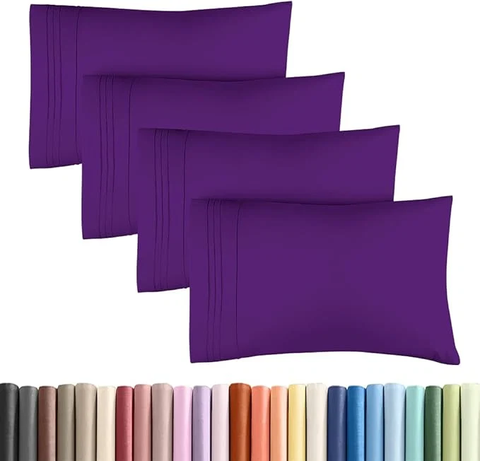 Superior Standard Pillow Cases Set of 4 – Ultra Soft Hotel Quality Pillowcase Covers – Comfy Cozy Bedding for Women Men Kids amp Teens – Machine Washable Pillow Protectors – 4 Piece Set – Standard Size Purple Specialty