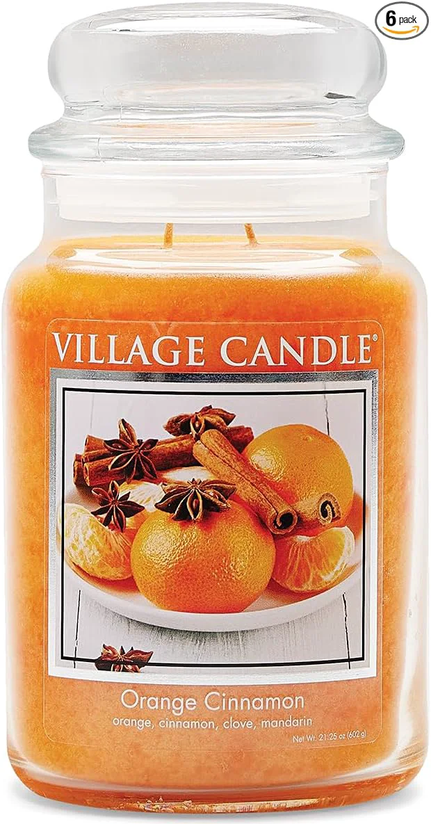 Green Village Candle Orange Cinnamon Large Glass Apothecary Jar Scented Candle Recyclable